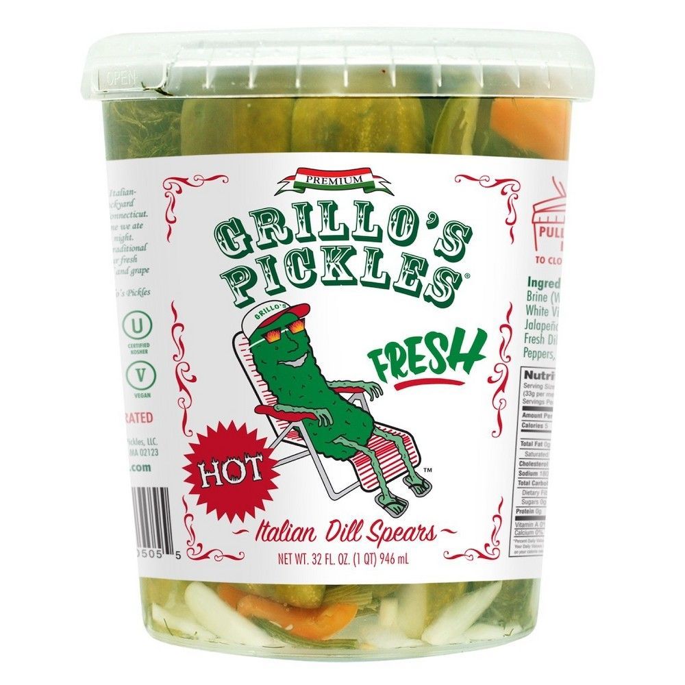 Grillo's Pickles Hot Italian Dill Spears, 32 Fluid Ounce -- 6 Per Case