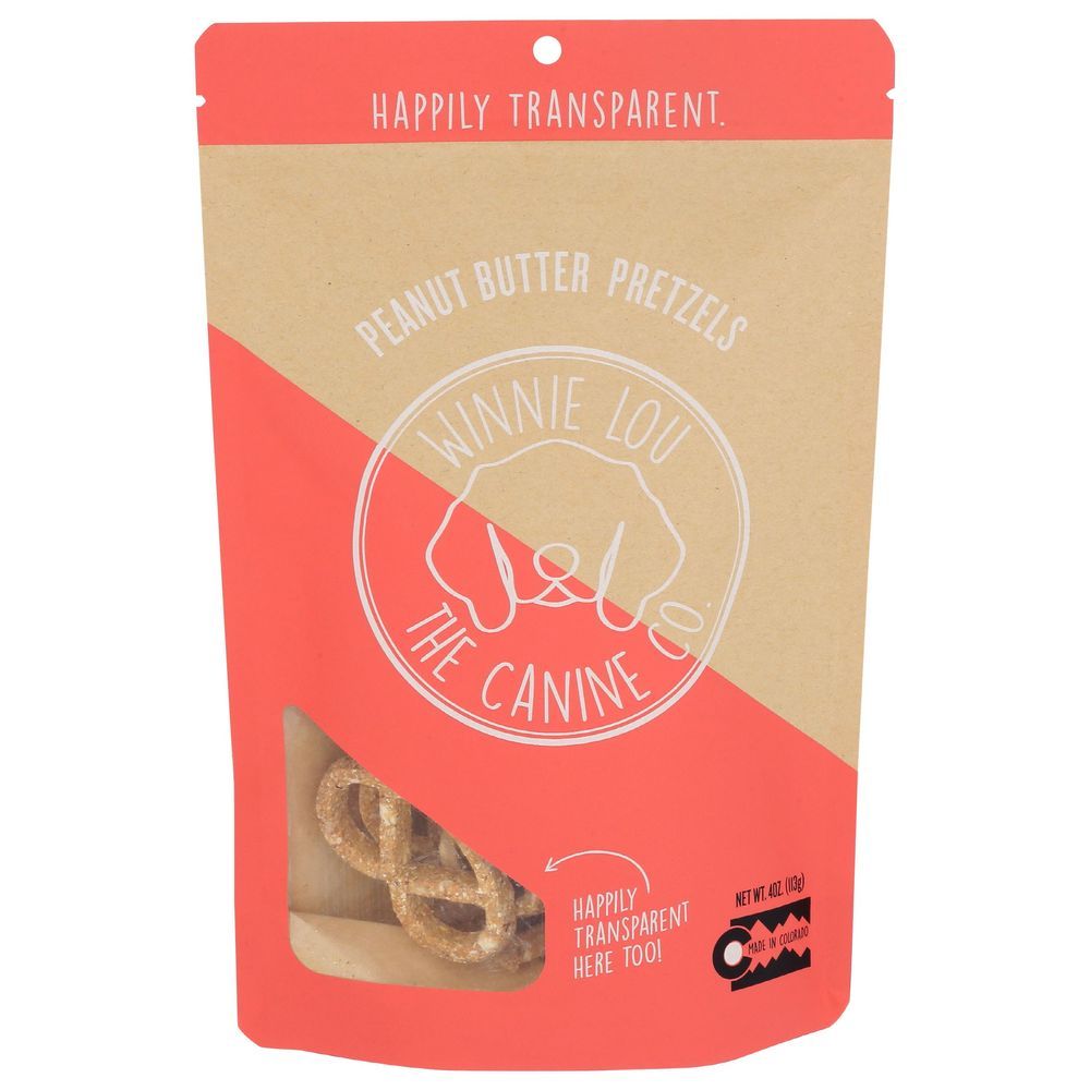 Winnie Lou The Canine Co Baked Peanut Pretzel Dog Treat, 4 Ounce -- 6 Per Case