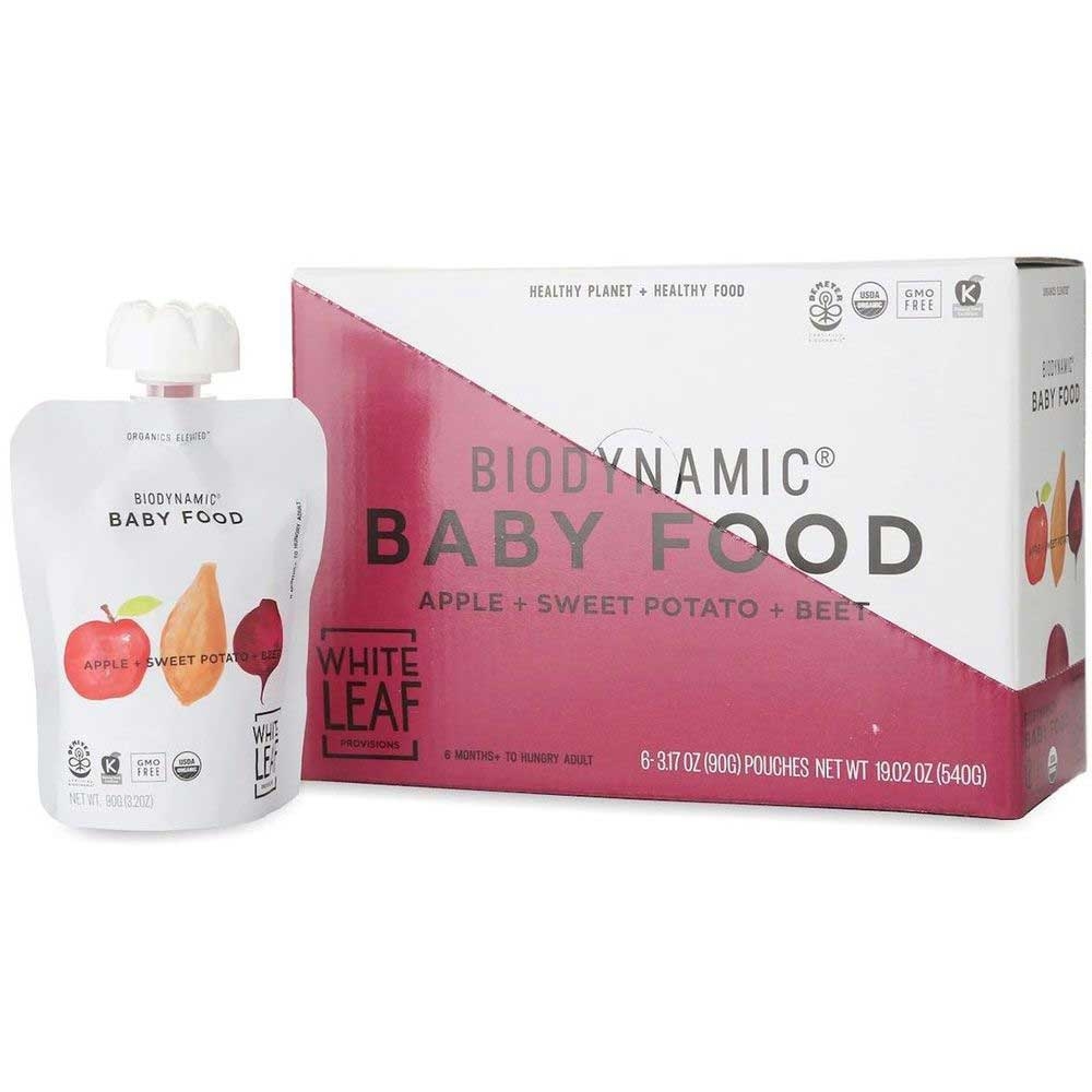White Leaf Provision Organic Biodynamic Apple Sweet Potato Beet Baby Food, 3.2 Ounce -- 6 per case