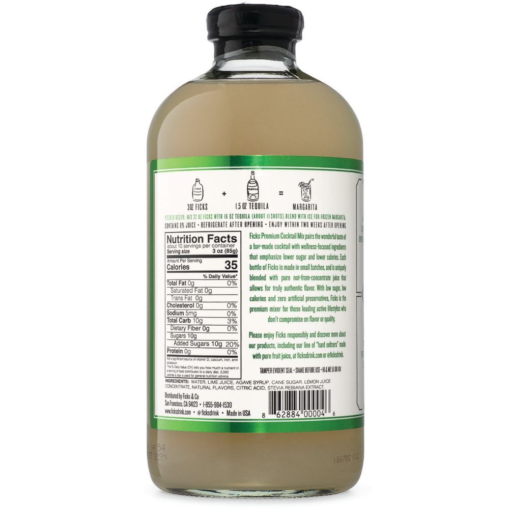 Ficks All Natural Premium Margarita Cocktail Mix, 32 Fluid Ounce -- 6 Per Case