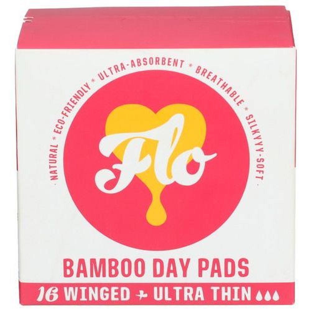 Flo Bamboo Ultra Thin Winged Day Pad, 16 Count -- 3 Per Case