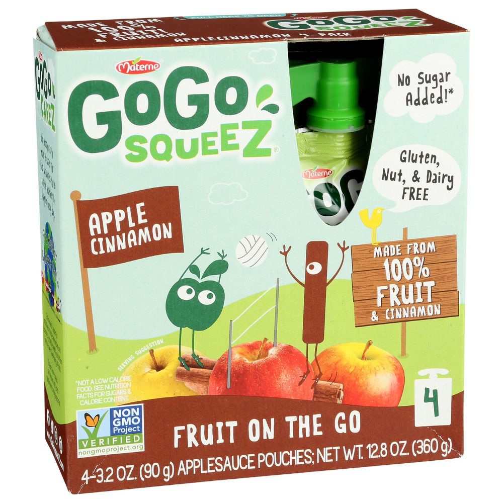 GoGo SqueeZ Apple Cinnamon Apple Sauce, 12.8 Ounce -- 12 per case