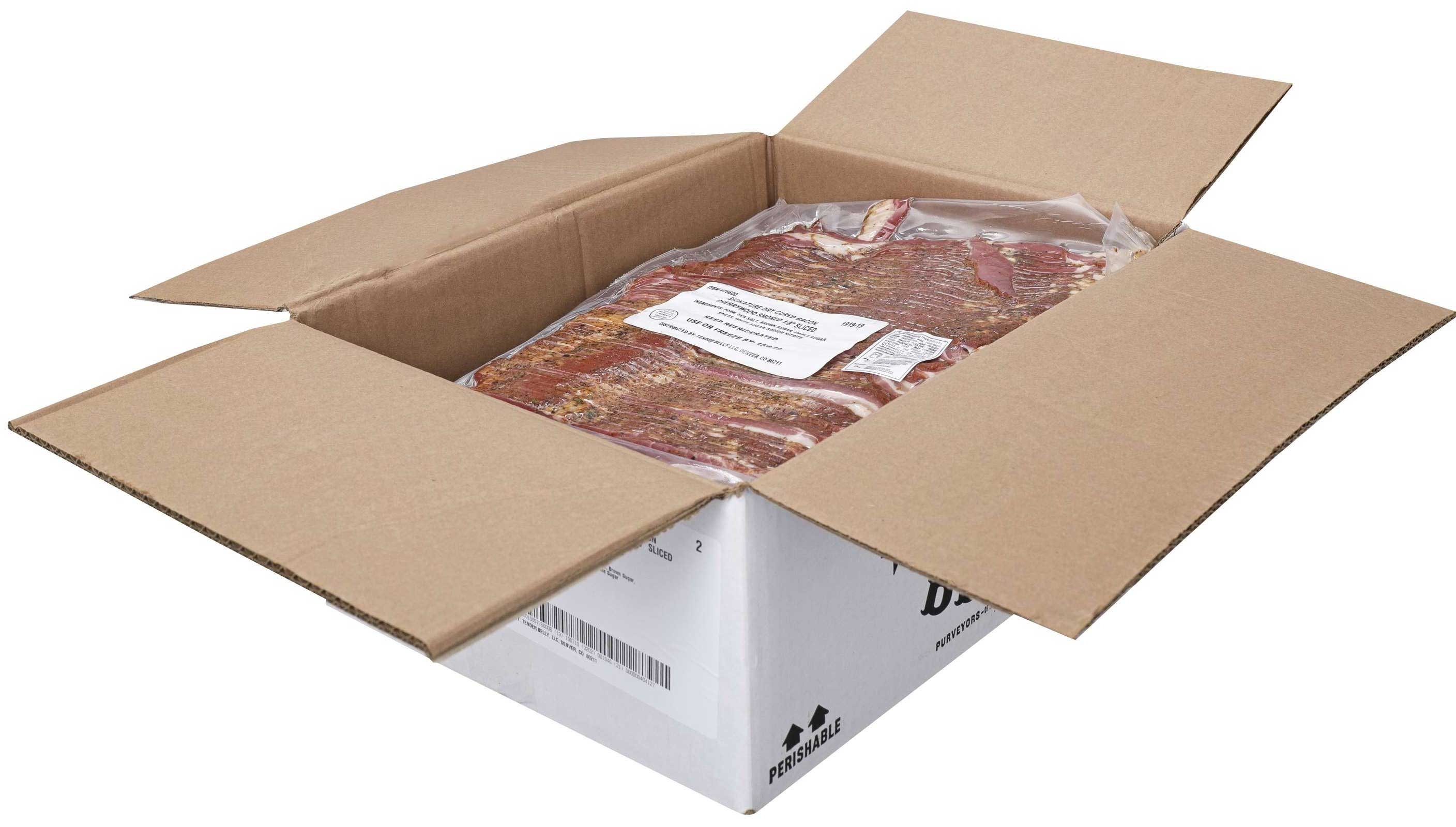 Tender Belly Signature Dry Cured 1/8 inch Sliced Cherrywood Smoked Bacon -- 4 per case