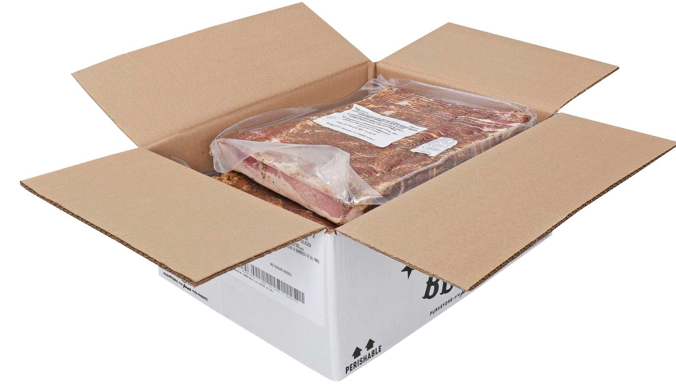 Tender Belly Signature Dry Rub Uncured Cherrywood Smoked Bacon, 3/16 inch -- 4 per case