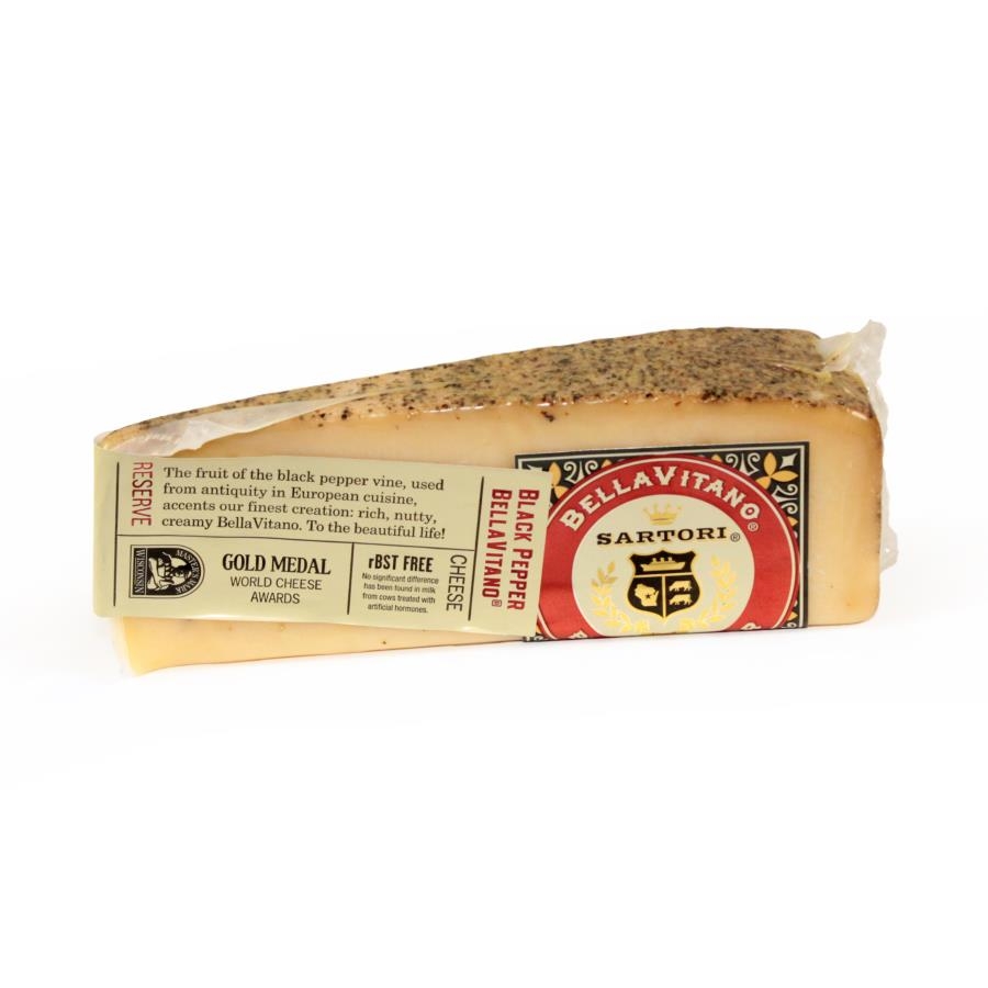Sartori Reserve Black Pepper BellaVitano Cheese Wedge, 5 Ounce -- 12 per case.