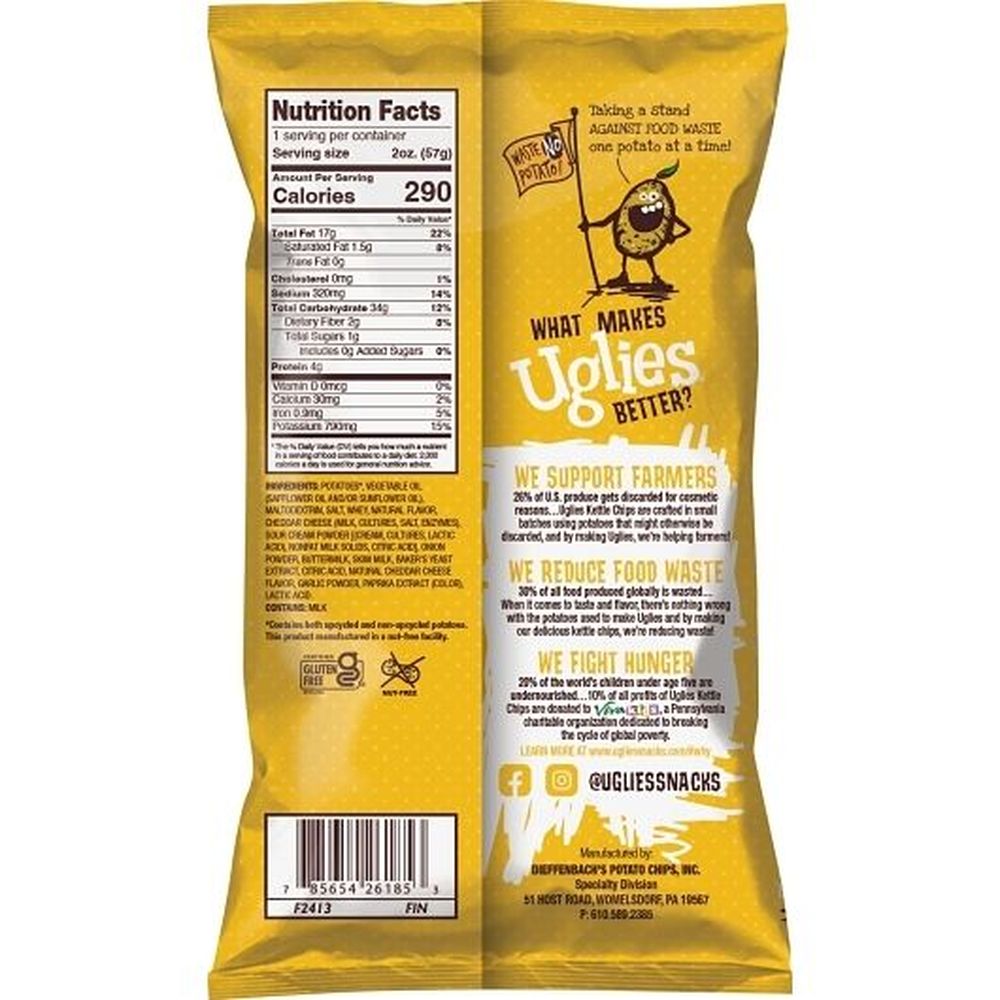 Uglies Cheddar and Sour Cream Kettle Chips, 2 Ounce -- 10 per case