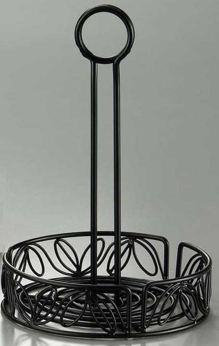 American Metalcraft Black Wrought Iron Condiment Racks With Leaf Design, 7-3/4 Inch Dia. X 9 Inch Height