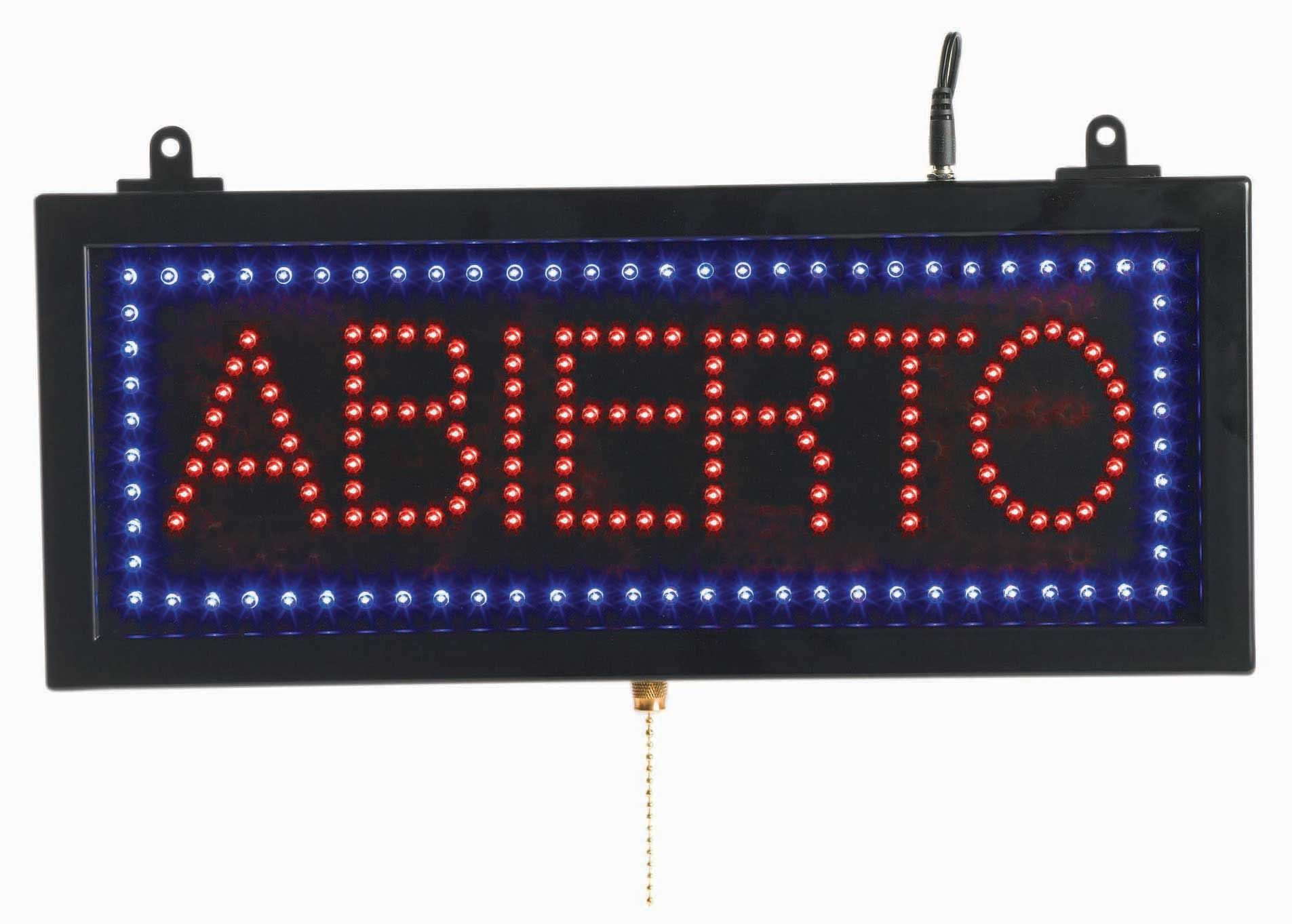 Aarco Black High Visibility Small Spanish Abierto Led Sign, 6 3/4 X 16 1/8 Inch