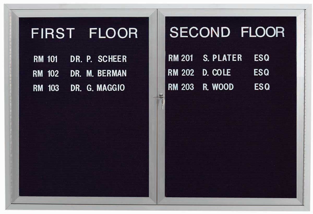 Aarco Indoor Enclosed Aluminum Framed Changeable Letter Board Directory Cabinet, 36 x 48 inch