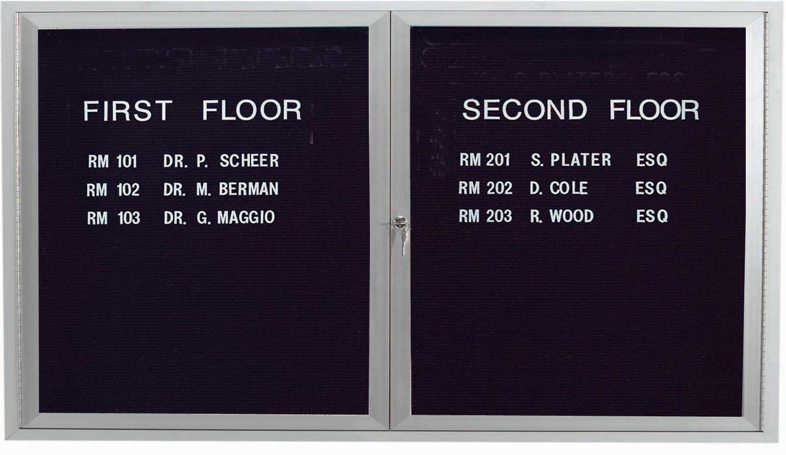 Aarco Indoor Enclosed Aluminum Framed Changeable Letter Board Directory Cabinet, 36 x 60 inch