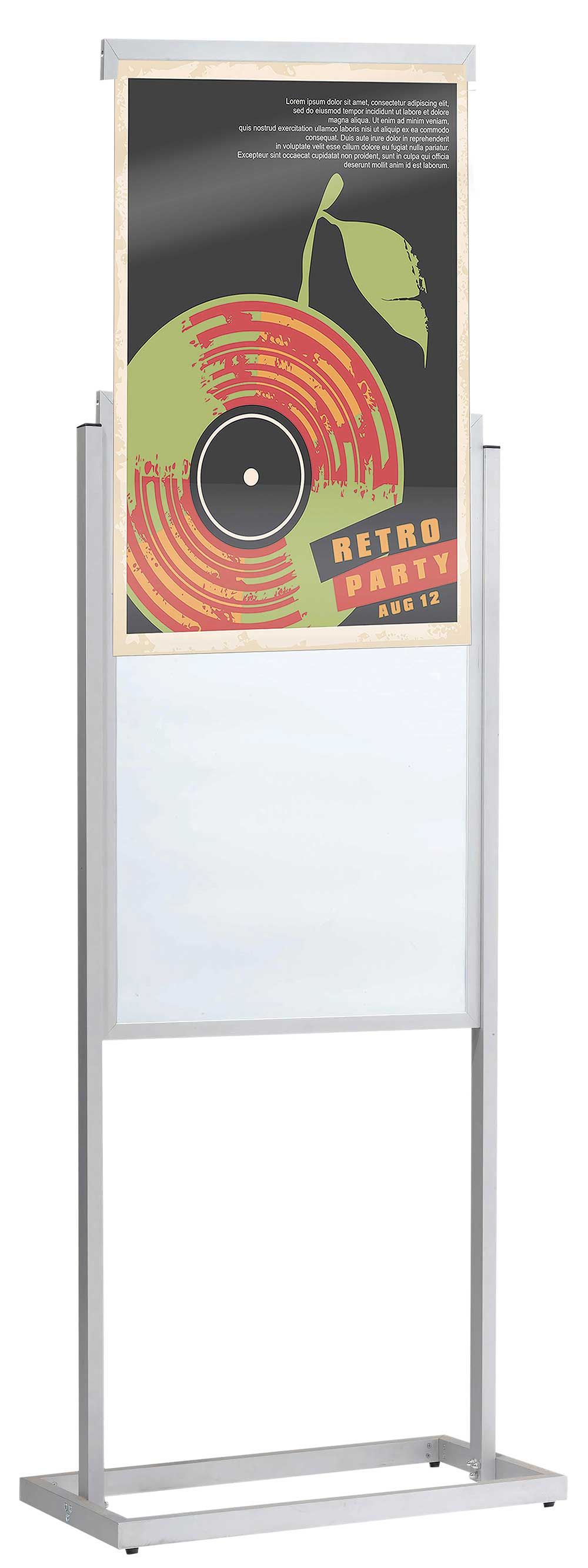 Aarco Silver Anodized Freestanding Double Sided Boaster Poster Holder, 63 X 22 1/4 X 16 Inch