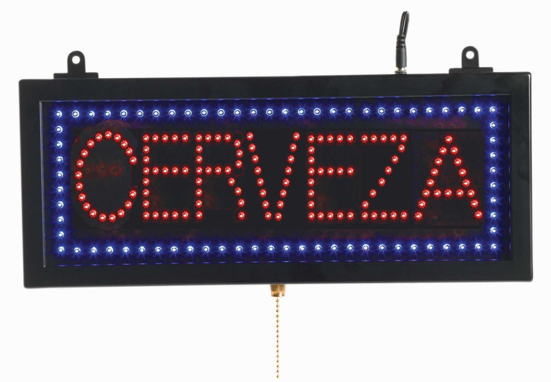Aarco Black High Visibility Small Spanish Cerveza Led Sign, 6 3/4 X 16 1/8 Inch