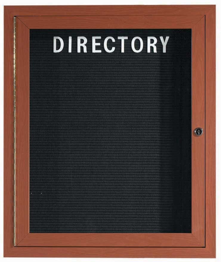 Aarco Oak Wood Look Finish Aluminum Frame Outdoor Enclosed Directory Board, 36 x 30 inch