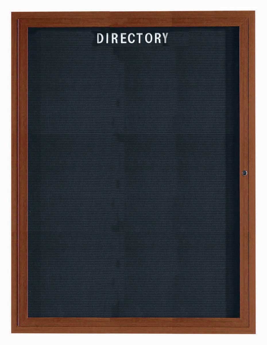 Aarco Oak Wood Look Finish Aluminum Frame Outdoor Enclosed Directory Board, 48 x 36 inch