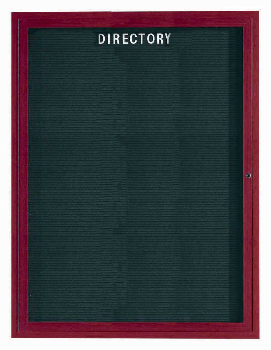 Aarco Cherry Wood Look Finish Aluminum Frame Outdoor Enclosed Directory Board, 48 x 36 inch