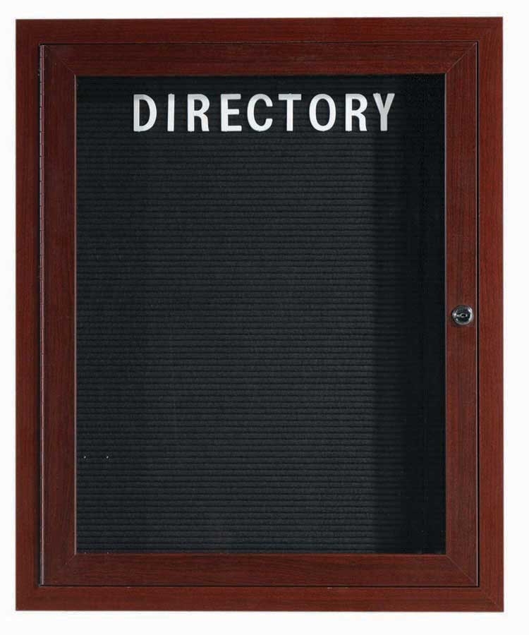 Aarco Walnut Wood Look Finish Aluminum Frame Outdoor Enclosed Directory Board, 36 x 30 inch