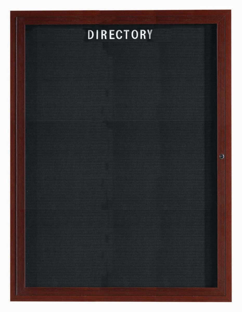 Aarco Walnut Wood Look Finish Aluminum Frame Outdoor Enclosed Directory Board, 48 x 36 inch