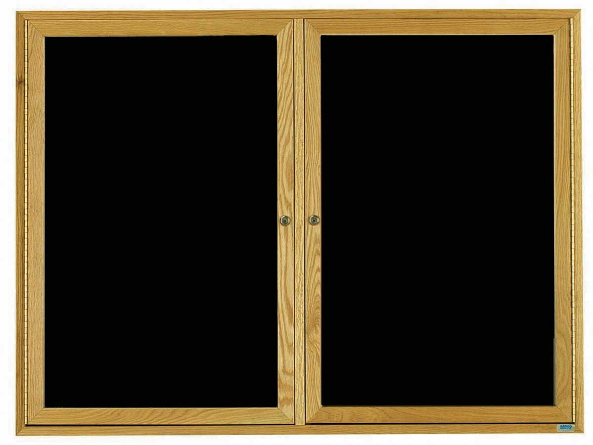 Aarco Red Oak Enclosed Changeable Letter Board Message Center, 36 x 48 inch