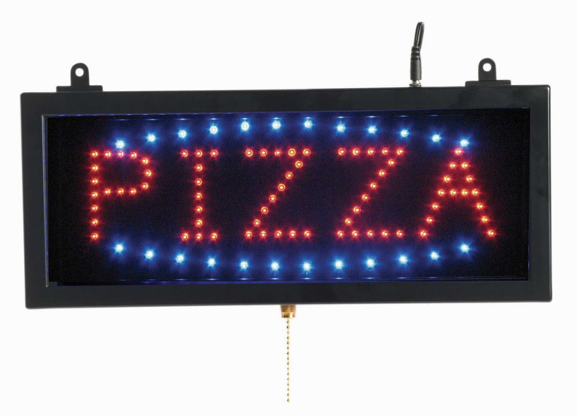 Aarco Black High Visibility Small Pizza Led Sign, 6 3/4 X 16 1/8 Inch