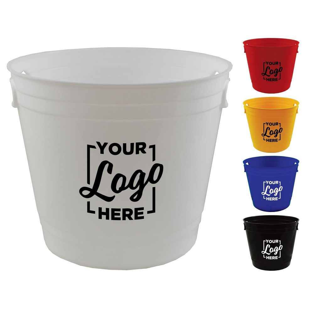 Howw Polypropylene Red Party Bucket With 3 Color Custom Logo, 220 Ounce Capacity -- 96 Per Case