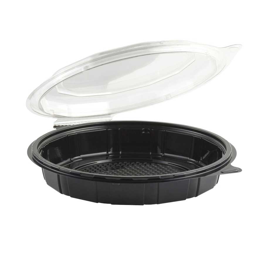Anchor Packaging Gourmet Classic Black / Clear Shallow Clamshell Container, 9 Inch -- 100 Per Case