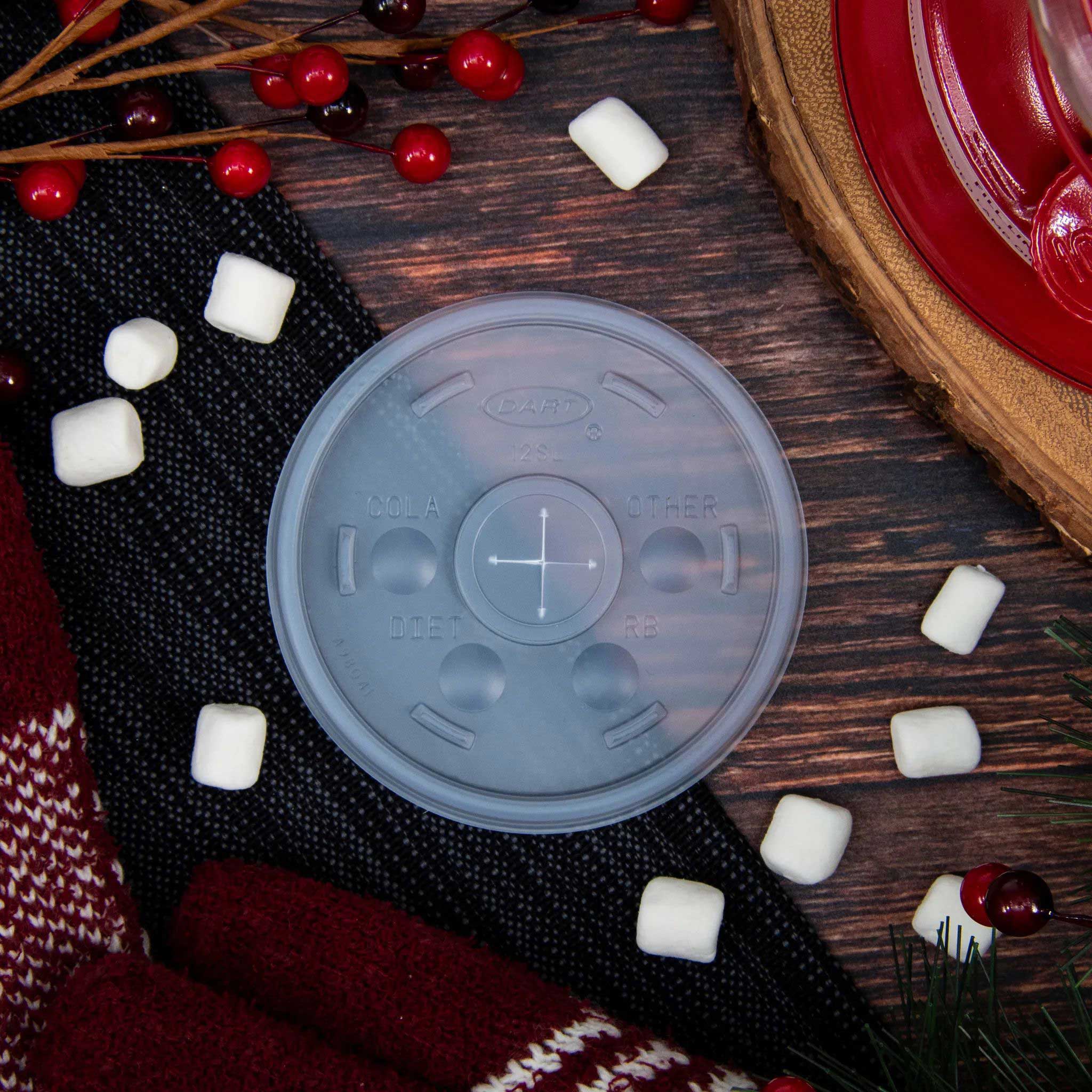Dart Translucent HIPS Plastic Straw-Slotted Lid for 12J12 CUP -- 1000 per case.