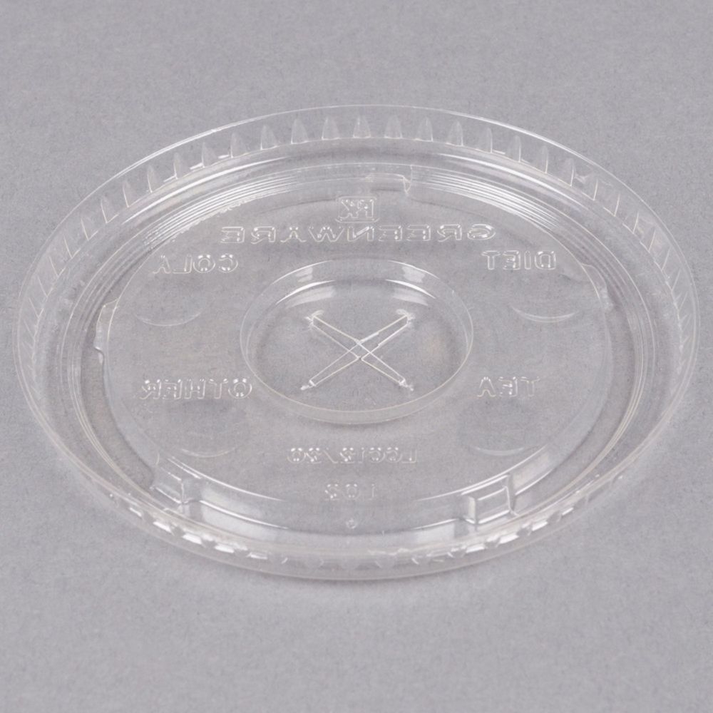 Greenware Clear Polylactic Acid Round X Slot Lid for Cold Drink Cup -- 1000 per case