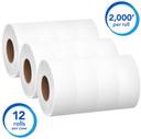 Scott Essential Fiber 1 Ply White Jumbo Roll Toilet Paper, 3.55 inch x 2,000 feet -- 12 per case