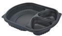 Pactiv TFPP Large Black 3 Compartment Tray, 30 Ounce Capacity -- 250 per case