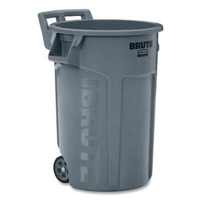 Rubbermaid Commercial Brute Gray Polycarbonate Vented Wheeled Container, 44 Gallon Capacity -- 4 Per Case