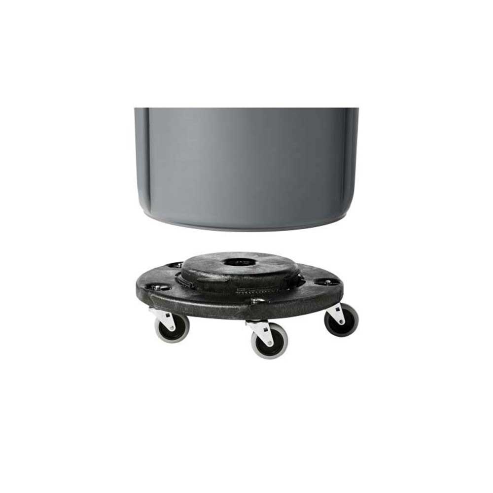 Rubbermaid Resin Black Dolly For 20 32 44 And 55 Gallon Brute Container, 18.25 X 18.25 X 6.63 Inch