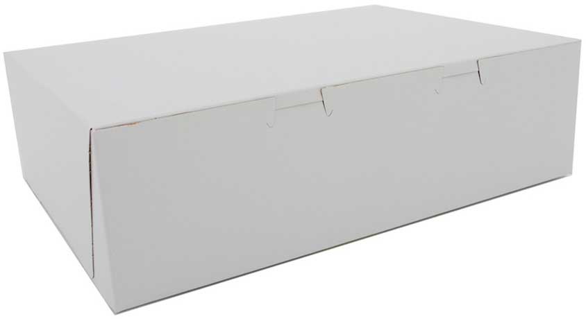Southern Champion Tray White Paperboard Lock Corner Non Window Bakery Box, 14 x 10 x 4 inch -- 100 per case