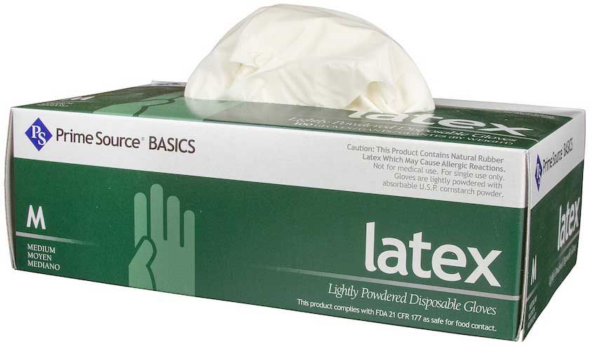 Prime Source Basics White Lightly Powdered Medium Latex Gloves -- 1000 Per Case