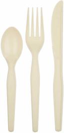 Bunzl Prime Source Polypropylene Extra Heavy Fork Knife Teaspoon Champagne Cutlery Kit -- 500 per case