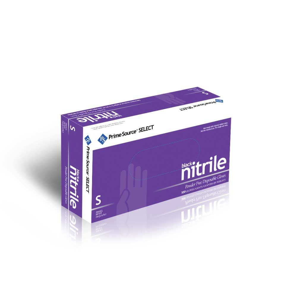 Prime Source Select Small Black Nitrile Powder Free Gloves -- 1000 Per Case