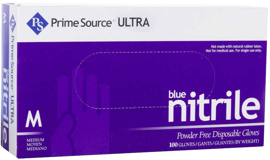 Bunzl Prime Source 5 Mil Powder Free Medium Blue Ultra Nitrile Disposable Gloves -- 1000 per case