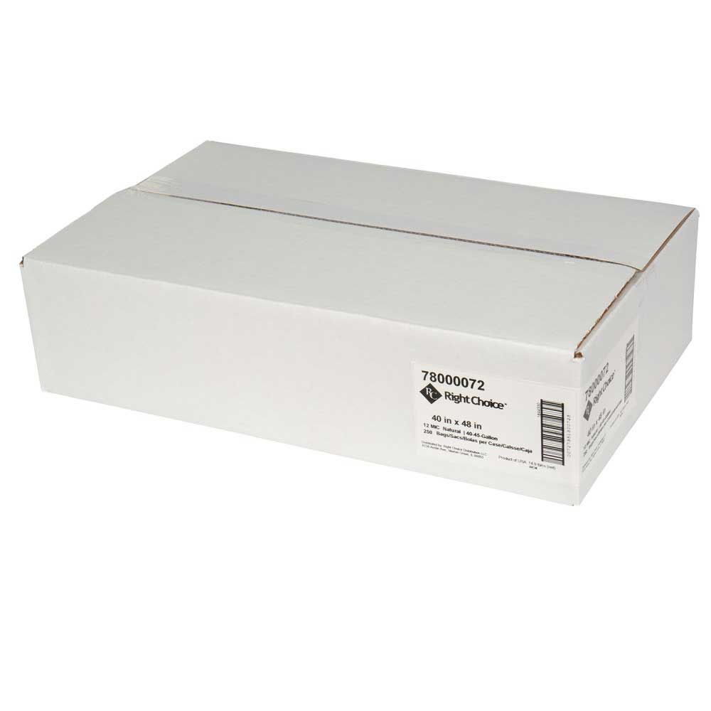 Right Choice Natural 12 Mic Hdpe 40/45-gallon Can Liner, 40 X 48 Inch -- 250 Per Case