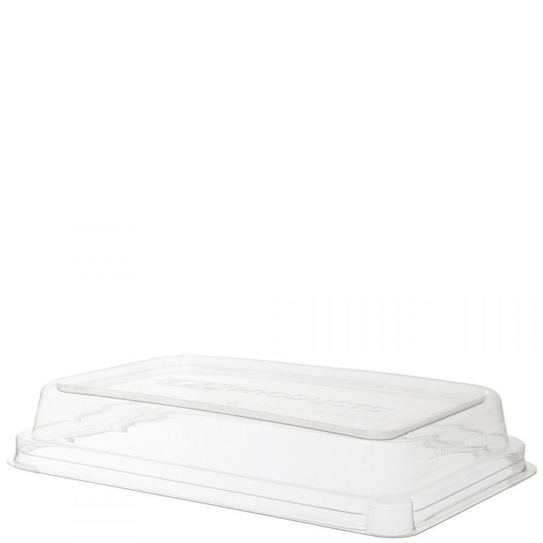 Eco-Products WorldView 100 Percent Recycled Content Lid fits 24 and 32 Ounce Rectangle Containers -- 200 per case.
