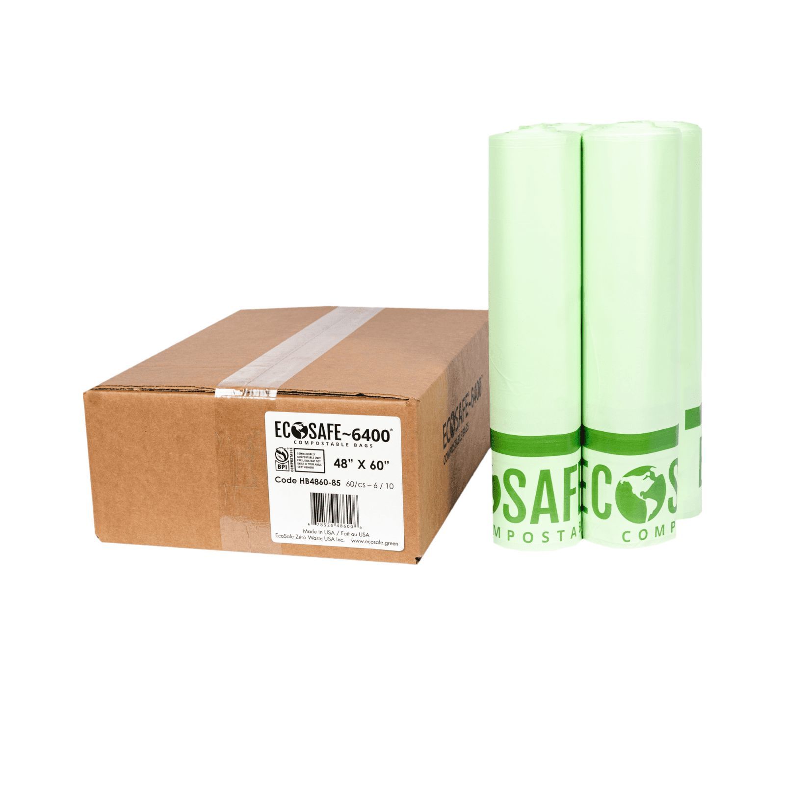 EcoSafe 0.85 Mil Compostable Can Liner, 48 x 60 inch -- 60 per case.