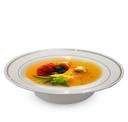 Fineline Settings Silver Splendor Plastic White with Silver Rim Soup Bowl, 12 Ounce -- 150 per case