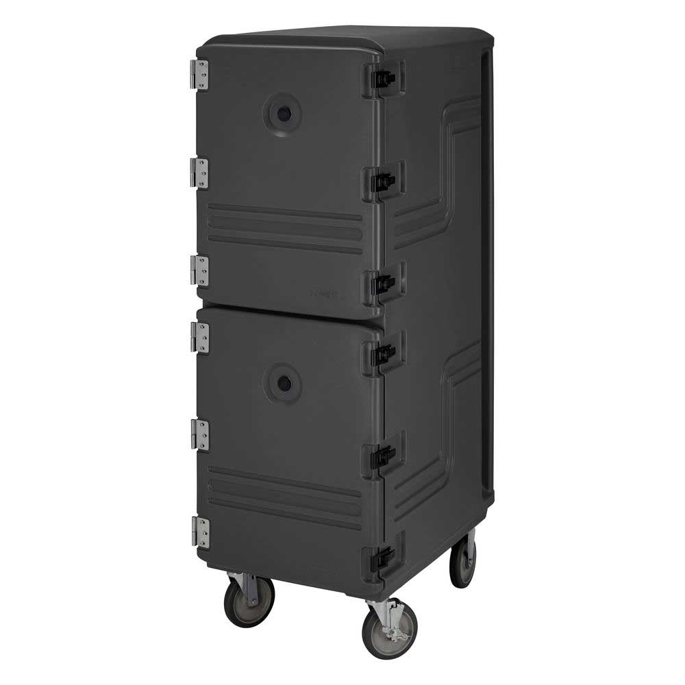 Cambro Camcarts Black Tall Profile Non Electric Insulated Double Compartment Food Transport Cart For Trays And Sheet Pans, 21 1/2 X 33 1/4 X 63 3/4 Inch