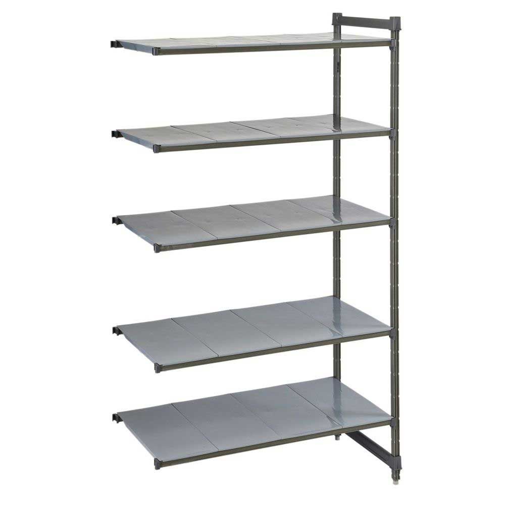Cambro Camshelving Basics Plus Series Brushed Graphite 5 Solid Shelf Add On Unit, 18 X 42 X 84 Inch