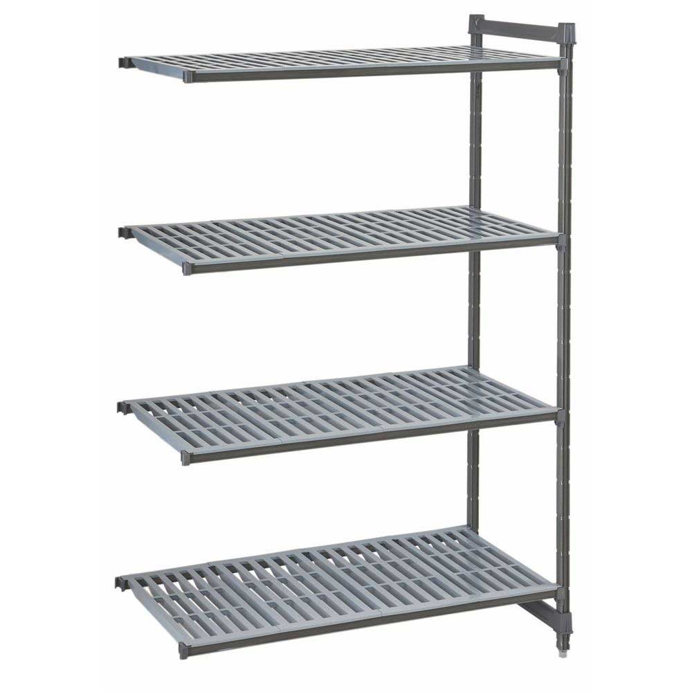 Cambro Camshelving Basics Plus Brushed Graphite 4 Vented Shelf Stationary Add On Unit, 18 x 60 x 84 inch