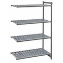Cambro Camshelving Basics Plus Brushed Graphite 4 Vented Shelf Stationary Add On Unit, 21 x 42 x 84 inch