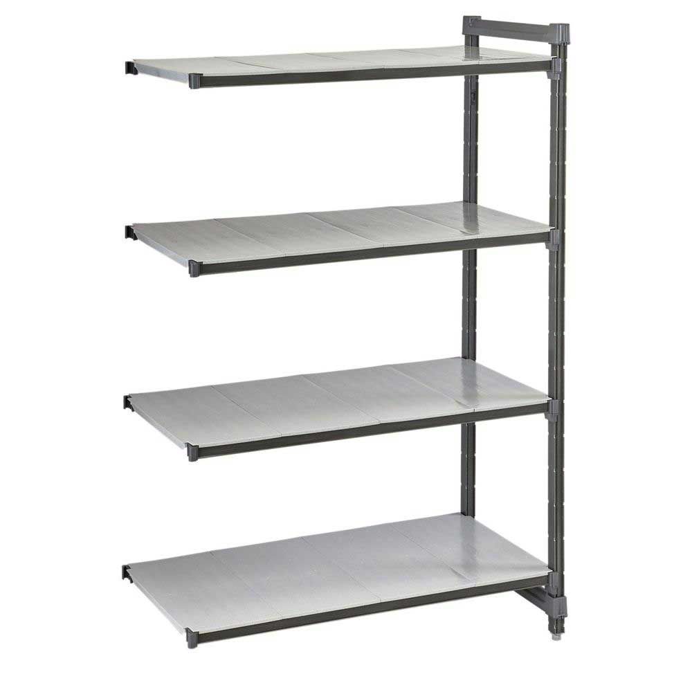 Cambro Camshelving Basics Plus Series Brushed Graphite 4 Solid Shelf Add On Unit, 21 X 48 X 84 Inch