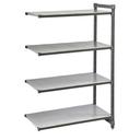 Cambro Camshelving Basics Plus Brushed Graphite 4 Solid Shelf Stationary Add On Unit, 24 x 48 x 72 inch