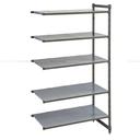 Cambro Camshelving Basics Plus Brushed Graphite 5 Solid Shelf Stationary Add On Unit, 24 x 54 x 84 inch