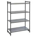 Cambro Camshelving Basics Plus Brushed Graphite 4 Solid Shelf Stationary Starter Unit, 21 x 42 x 64 inch