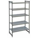 Cambro Camshelving Basics Plus Brushed Graphite 5 Solid Shelf Stationary Starter Unit, 24 x 60 x 84 inch