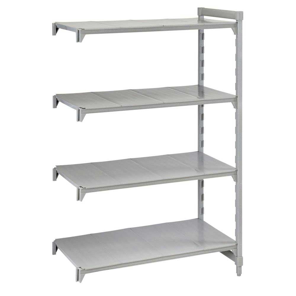 Cambro Camshelving Premium Speckled Gray 4 Solid Shelf Stationary Add On Unit, 18 x 36 x 84 inch